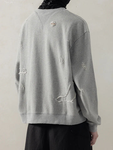 DOUBLE V DESTROYED SWEATER - GREY
