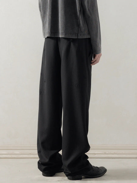 DISTRESSED WOOL PANTS