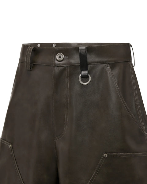 [RESET] FAUX LEATHER WIDE-LEG TROUSERS - DARK BROWN
