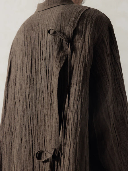 DROP SHOULDER SHIRT - BROWN