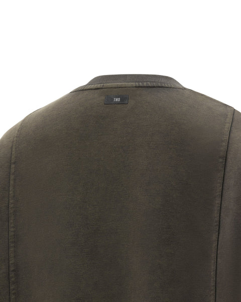 [RESET] WASHED CREW-NECK SWEATSHIRT - WASHED DARK MOSS GREEN
