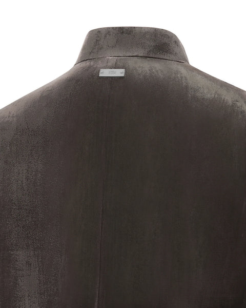 [RESET] VELVET STAND-COLLAR JACKET - DARK BROWN