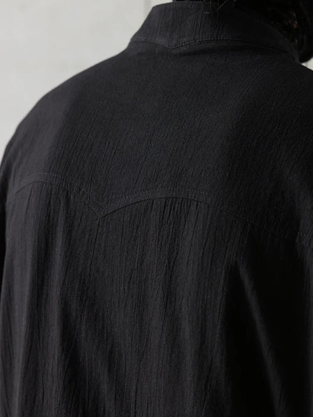WRINKLED-EFFECT SHIRT - BLACK