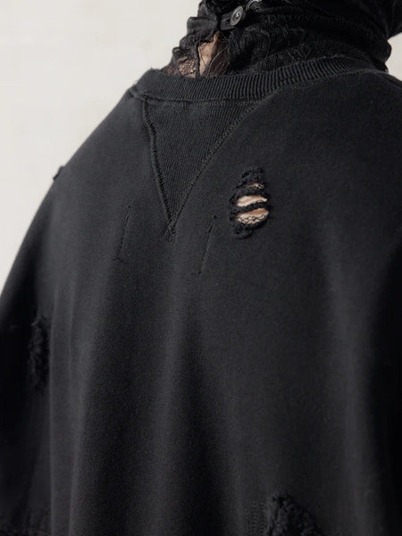 DOUBLE V DESTROYED SWEATER - BLACK