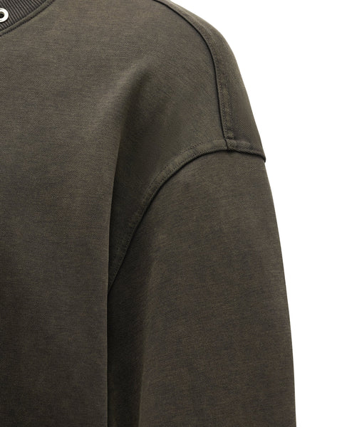 [RESET] WASHED CREW-NECK SWEATSHIRT - WASHED DARK MOSS GREEN