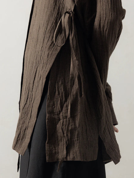 DROP SHOULDER SHIRT - BROWN