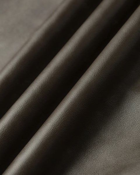 [RESET] FAUX LEATHER WIDE-LEG TROUSERS - DARK MOSS GREEN