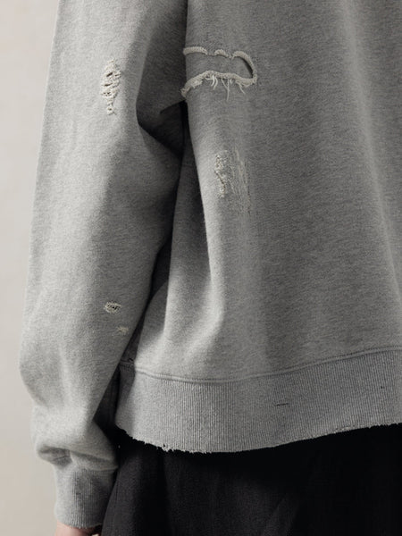 DOUBLE V DESTROYED SWEATER - GREY