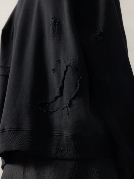 DOUBLE V DESTROYED SWEATER - BLACK