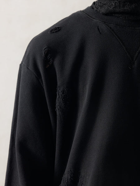 DOUBLE V DESTROYED SWEATER - BLACK