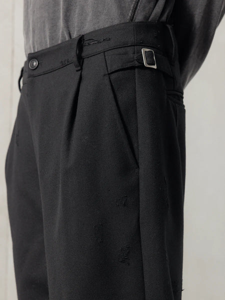 DISTRESSED WOOL PANTS