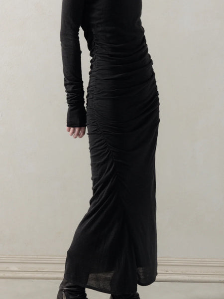 GATHERED KNIT DRESS