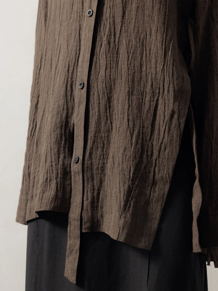DROP SHOULDER SHIRT - BROWN