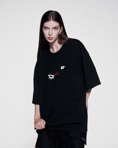 EYES EMB. LOGO TEE - BLACK