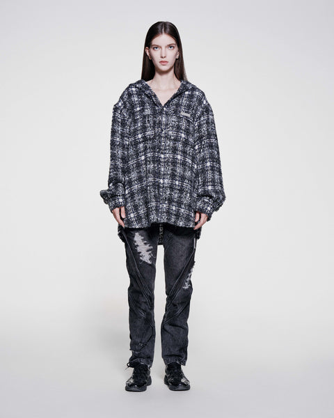 TWEED HOODED WOOL JACKET
