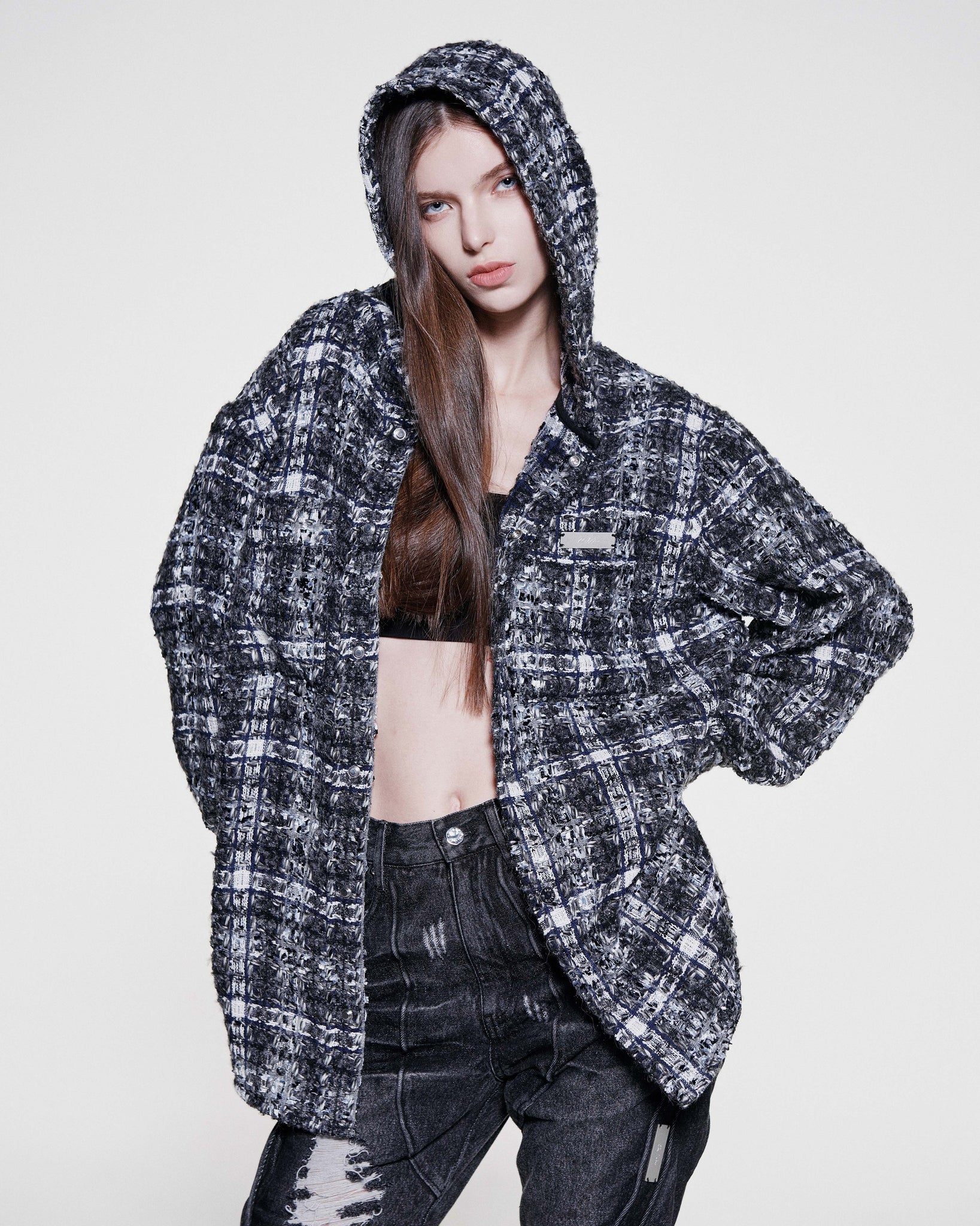 TWEED HOODED WOOL JACKET
