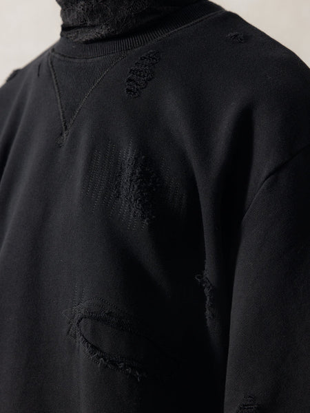 DOUBLE V DESTROYED SWEATER - BLACK