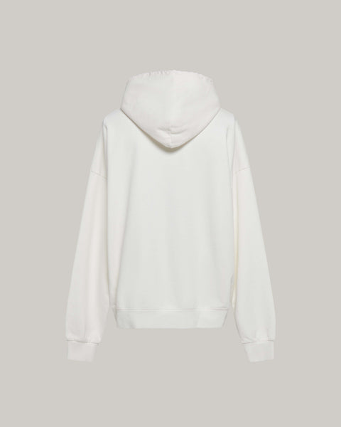 EYES EMB. LOGO DISTRESSED HOODIE - WHITE