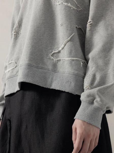 DOUBLE V DESTROYED SWEATER - GREY