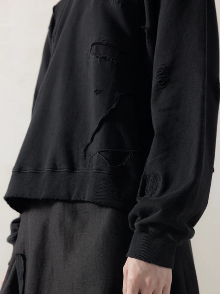 DOUBLE V DESTROYED SWEATER - BLACK