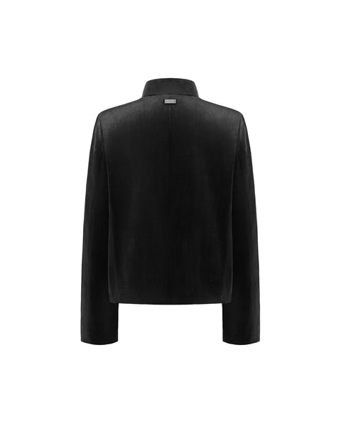 [RESET] VELVET STAND-COLLAR JACKET - BLACK