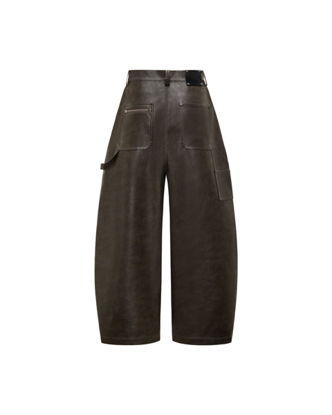 [RESET] FAUX LEATHER WIDE-LEG TROUSERS - DARK BROWN
