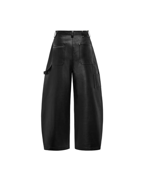 [RESET] FAUX LEATHER WIDE-LEG TROUSERS - BLACK