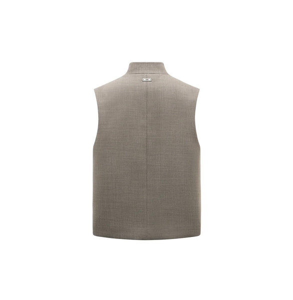 [RESET] STAND-COLLAR VEST - KHAKI