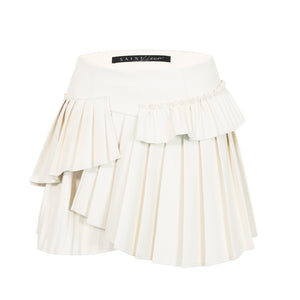 LEATHER PLEATED SKIRT - WHITE